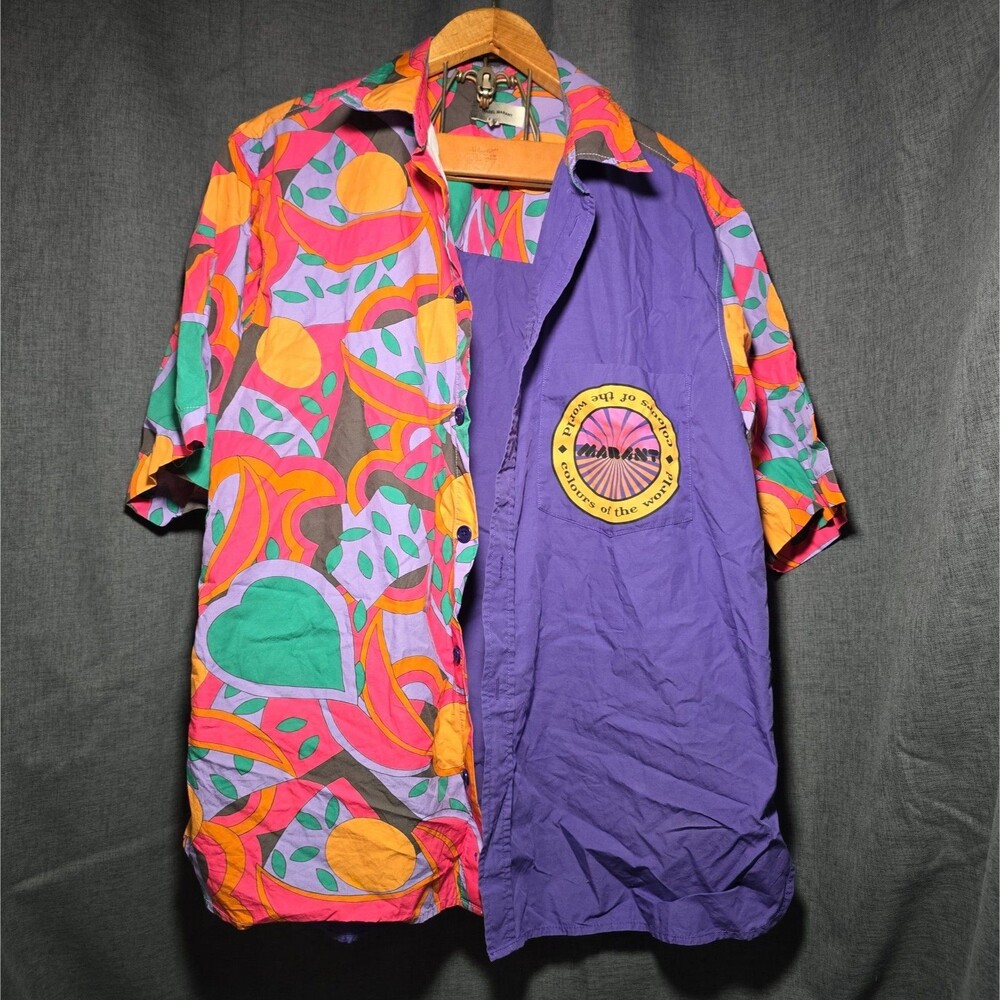 Rare Labili Size XL Printed Cotton Shirt by Isabel Marant Button Up Collared